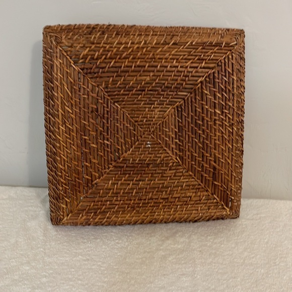 Wicker Rattan Woven 14” x 14” Chip and Dip Tray with 5” x 5” Bowl - Picture 6 of 7
